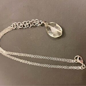 Boutique Silver Necklace with Clear Pendant